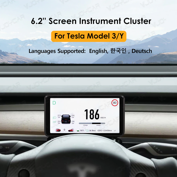 TESLA Model 3 Y HUD Screen 6.2" Dashboard Cluster Instrument Speedometer Meter
