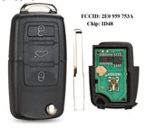 Fits VW/VOLKSWAGEN 434Mhz 2E0959753A  Complete Transponder Remote Key