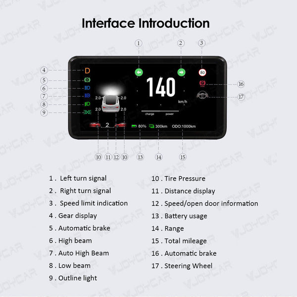 Model 3 Y HUD Screen 6.2'' Dashboard Cluster Instrument HD LCD Meter For Tesla - Auto Lines Australia