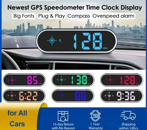 New Colorful Display GPS Digital Speedometer Time Clock HUD Display Over-speed Main image