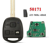 Fits Lexus 3 Buttons 4D68 433mhz Complete Transponder Remote Key