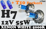 2x H7 12V 55W Xenon White 5000k Car Head Light Lamp Globes Bulbs + T10 Parkers