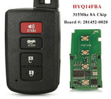 Suitable For Toyota 315MHZ HYQ14FBA Complete Transponder Remote Key