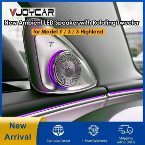 2024 Newest 4D Rotating Tweeter LED Ambient Speaker for Tesla Model Y 3 Model 3