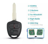 Fits Mitsubishi Lancer 3 Button 434MHZ ID46 Chip Keyless Remote Control Car Key