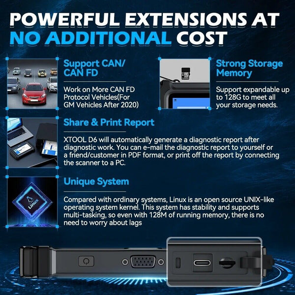 XTOOL D6 Car Diagnostic Scanner All System Automotive scanner For All Car 15+