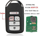 Fits Honda 433 MHzKR5V2X ID47 Chip Complete Transponder Remote Key