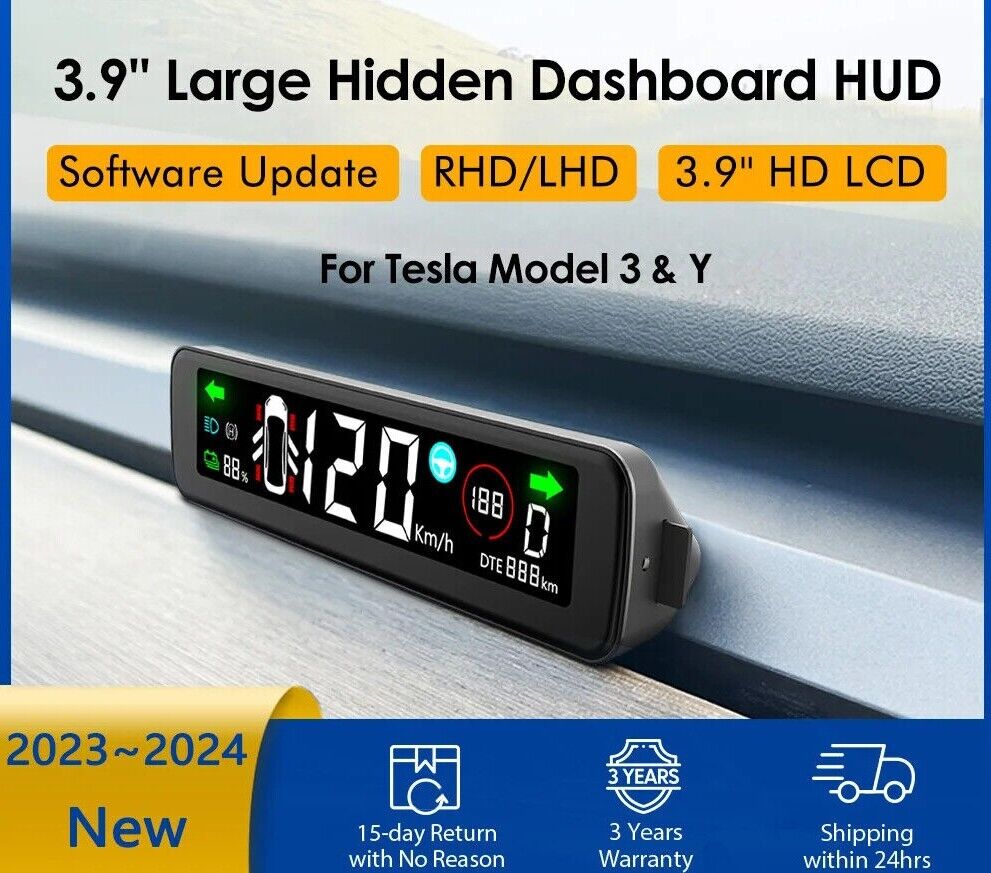 Newest Air Vent Embedded Large Dashboard HUD Cluster for Tesla Model 3 Y Speed Main image