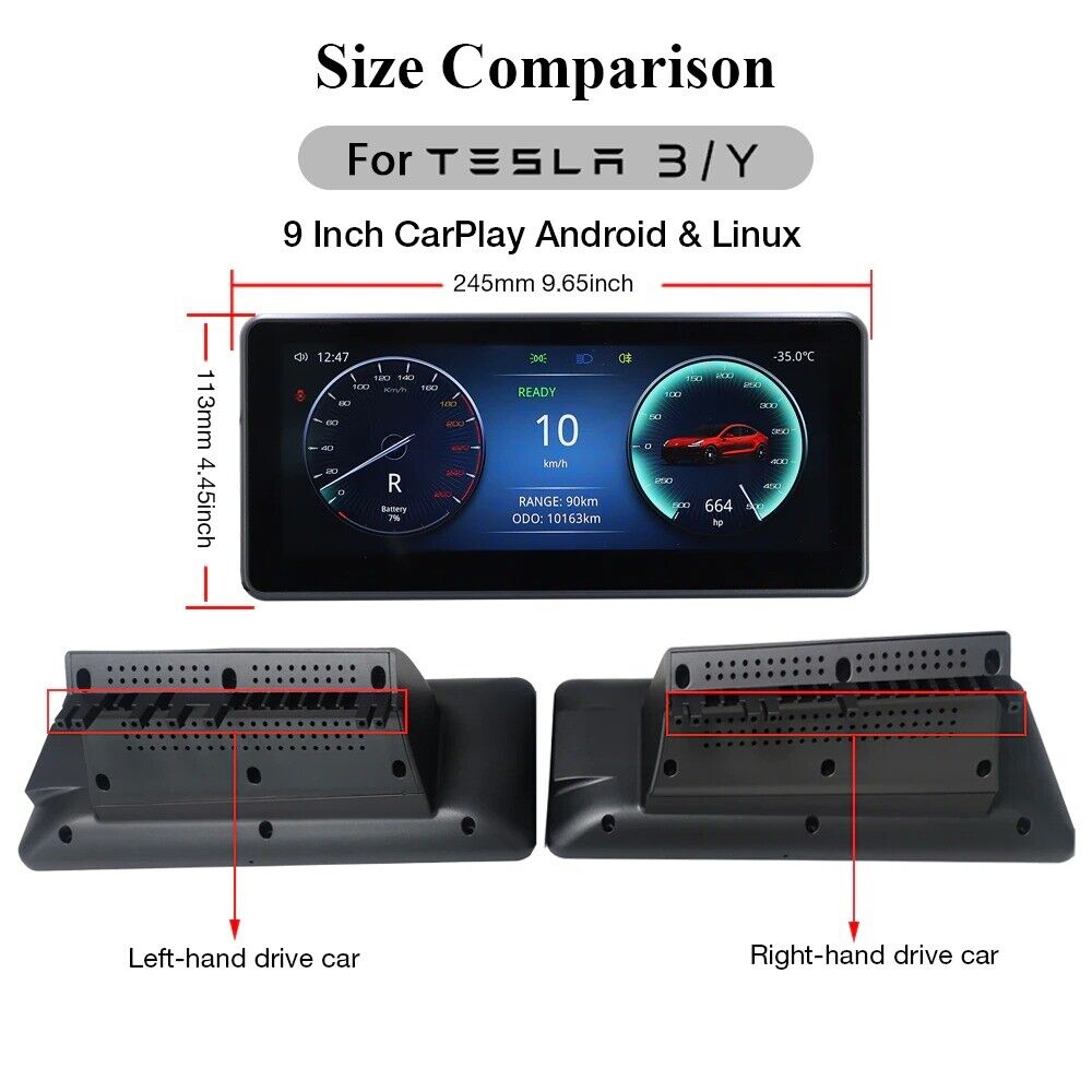 Vjoycar Y3-Pro Digital HUD Perform LCD Screen Center Console Dashboard for Tesla Secondary image