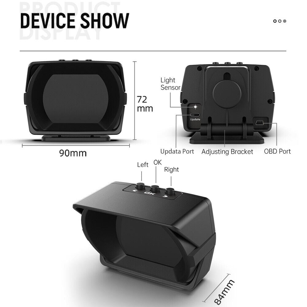 2022 New V63S OBD2 HUD Gauge Car Head Up Display Multi-Function Dashboard