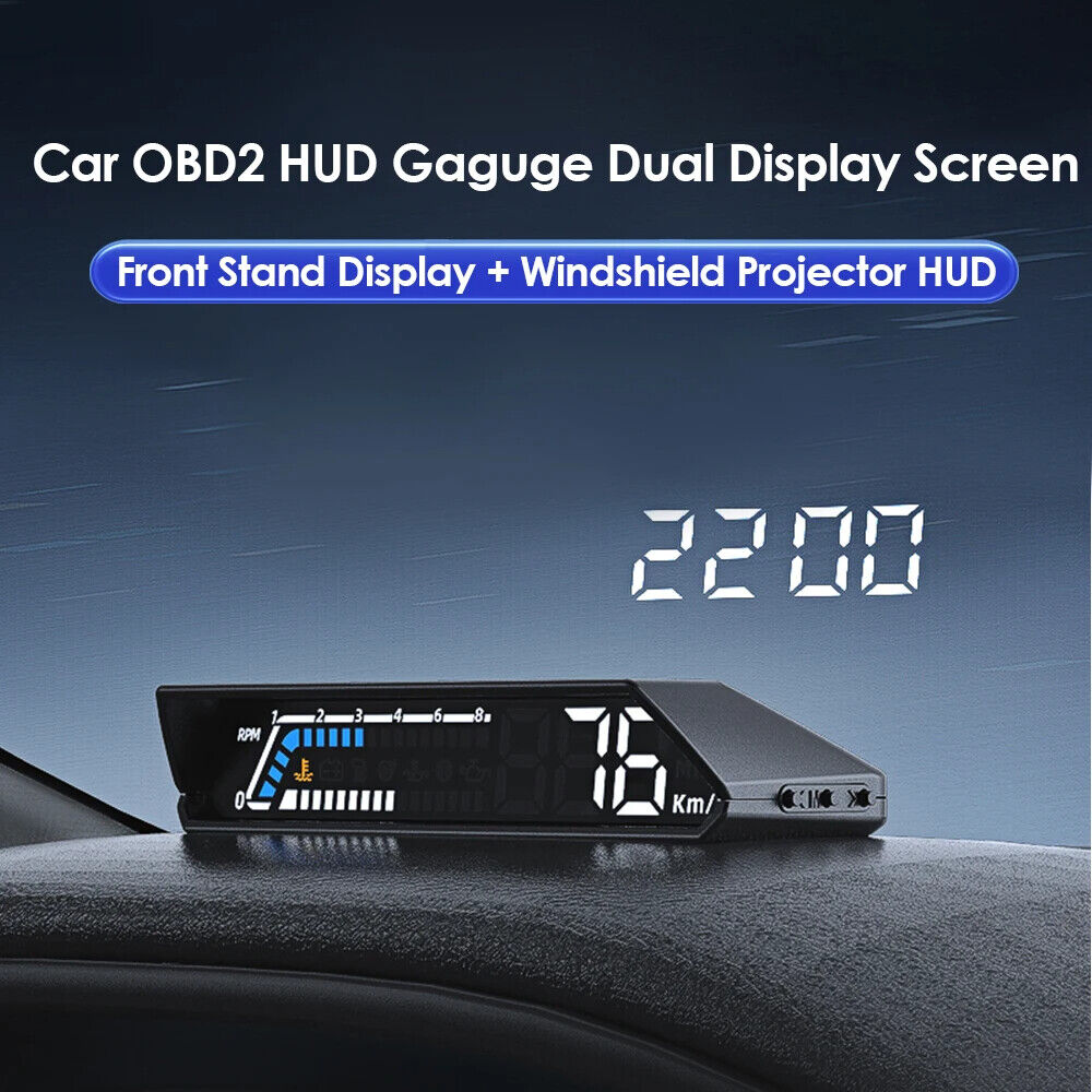 Car OBD2 HUD Stand Plus Windshield Projector Dual Dislay Screen Fuel Consumption Secondary image