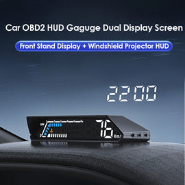 Car OBD2 HUD Stand Plus Windshield Projector Dual Dislay Screen Fuel Consumption