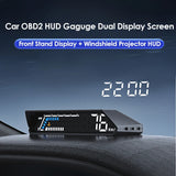 Car OBD2 HUD Stand Plus Windshield Projector Dual Dislay Screen Fuel Consumption