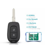 Fits Renault Sandero Dacia Logan Duster 2016 2/3 Buttons 434MHZ 4A Remote Key