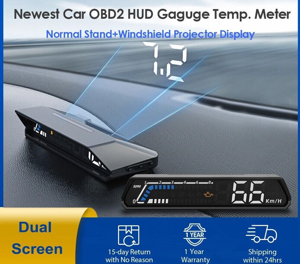 Car OBD2 HUD Stand Plus Windshield Projector Dual Dislay Screen Fuel Consumption Main image