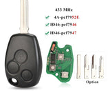 Fits For Renault dacia PCF7946 7947 Chip 434MHz Complete Transponder Remote Key