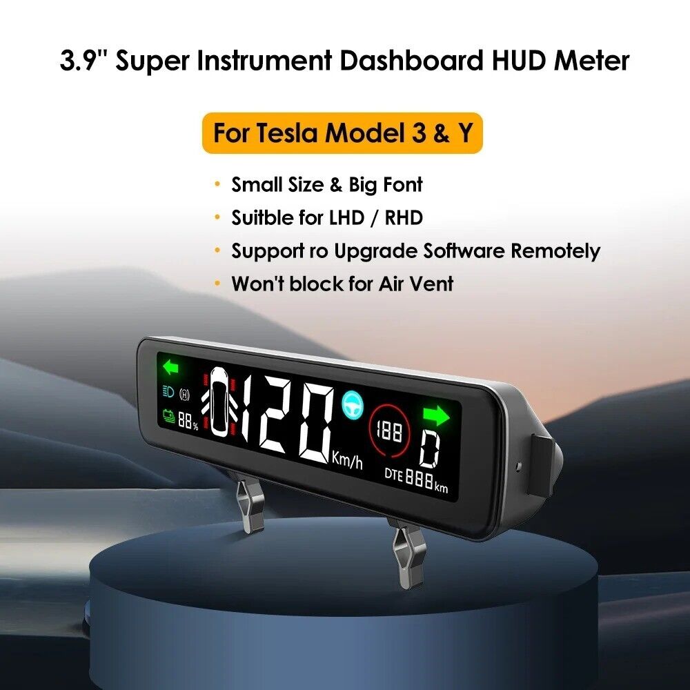 Newest Air Vent Embedded Large Dashboard HUD Cluster for Tesla Model 3