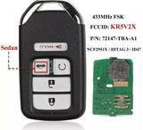 Fits Honda 433Mhz KR5V2X Complete Transponder Remote Key