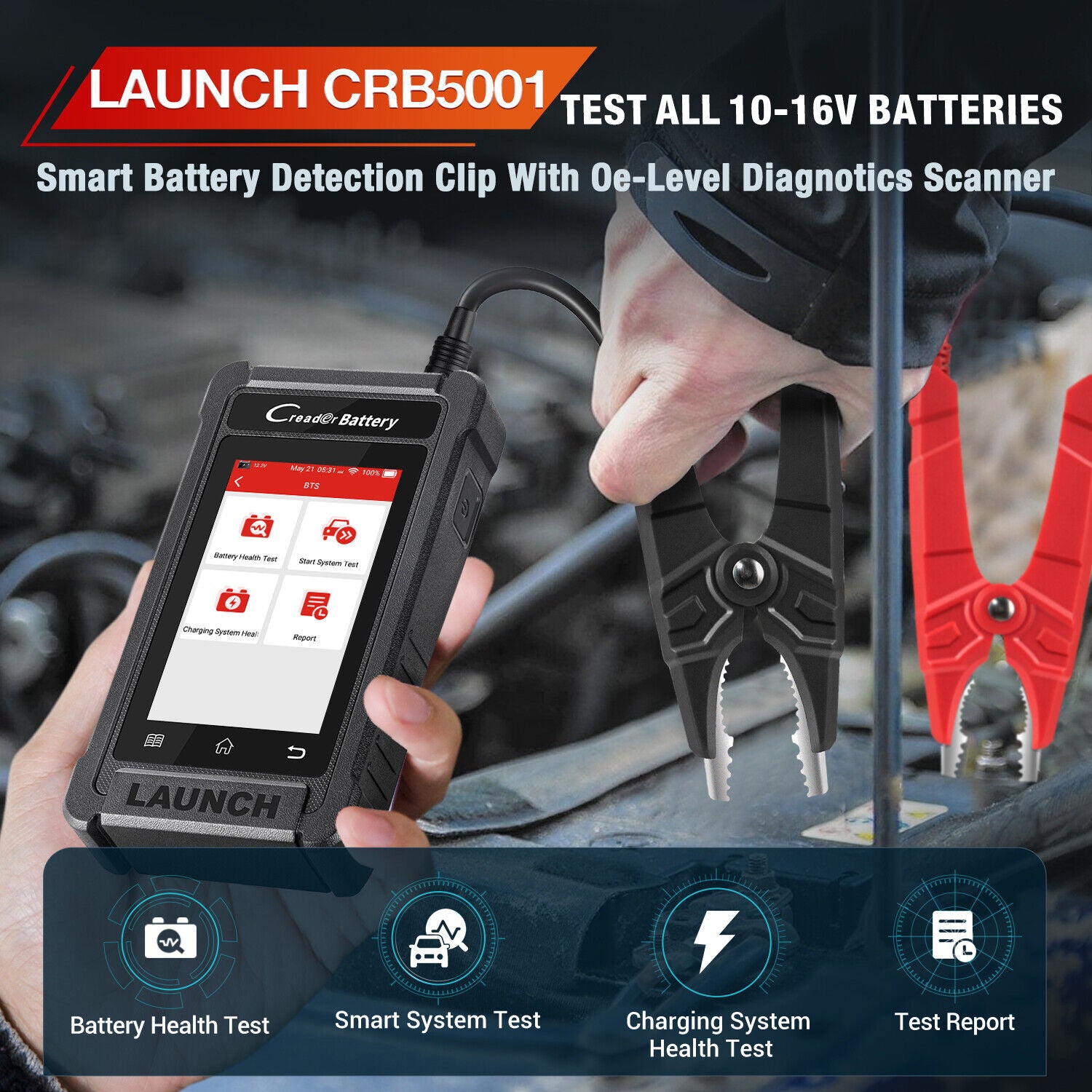 Car 12V Battery Tester Auto OBD2 Engine ABS SRS AT Diagostic Tool with 6 Reset Secondary image