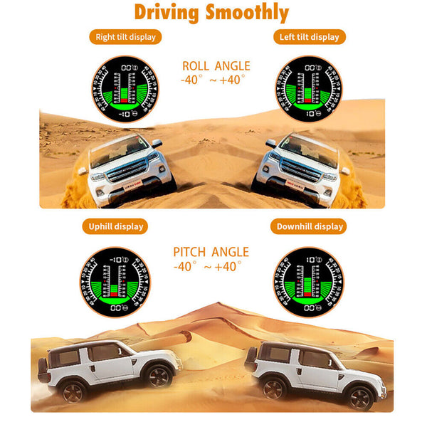 New 4 in 1 GPS HUD TPMS Tire Monitor Inclinometer Gague Offroad Speedometer