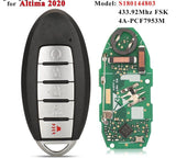 Fits Nissan 433.92Mhz S180144803 4A pcf7953M Complete Transponder Remote Key