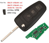 Fits Ford 433Mhz BK2T-15K601-AA/ AC 4D83  Complete Transponder Remote Key