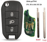 Fits Citroen C3 C5 Aircross Peugeot 208 308 508 Complete Transponder Remote Key