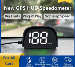 2023 New GPS HUD Digital Speedometer Display 2-Color Plug and Play Big Font