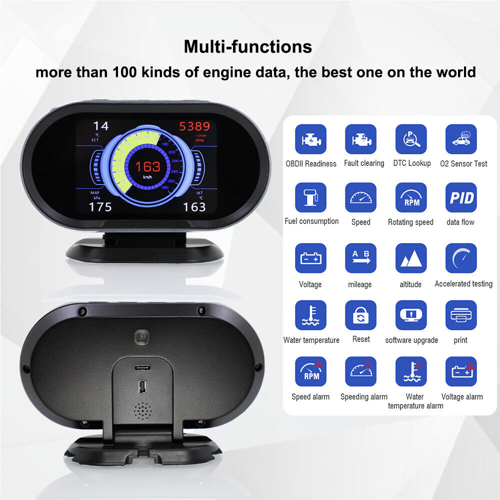 Vjoycar V70 2021 New OBD2 HUD Gauge On-board Computer Digital Security Alarm Secondary image
