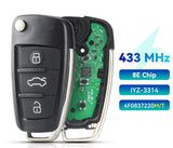 Fits Audi 315/433Mhz IYZ-3314 8E 3 Button Complete Transponder Remote Key