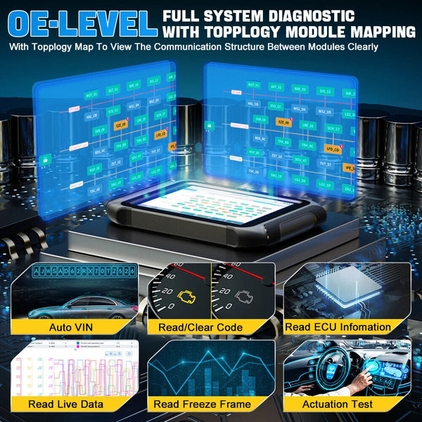 XTOOL D9S Full System Car Diagnostic Tool Bi-Directional Control Topology