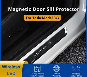 2023 Model Y 4pcs Door Sill Protector Model 3 Wireless LED Magnetic Illuminated