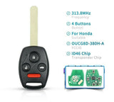 Car Keyless Entry Remote Key 4 Buttons 313.8Mhz With ID46 Chip Fit Honda Accord