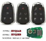 Fits Cadillac 315/433MHz ID46 PCF7937E  Complete Transponder Remote Key