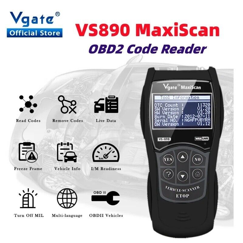 2024 Newest Versions Vgate VS 890 OBD2 Diagnostic Scanner VS890 SCAN Tool