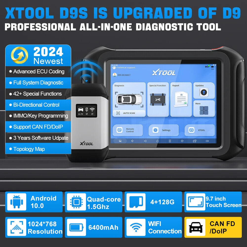 XTOOL D9S Full System Car Diagnostic Tool Bi-Directional Control Topology