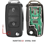 Fits VOLKSWAGEN 434MHz 5K0959753AB Complete Transponder Remote Key