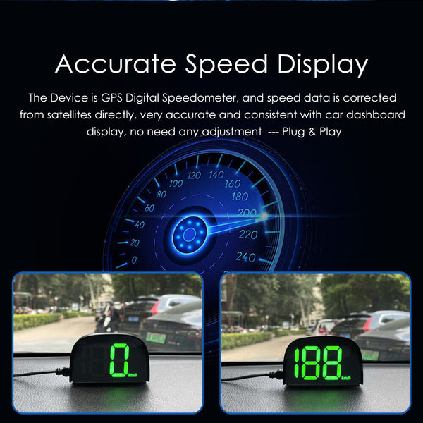 New GPS HUD Digital Speedometer Display 2-Color Plug and Play Big Font 2023 - Auto Lines Australia
