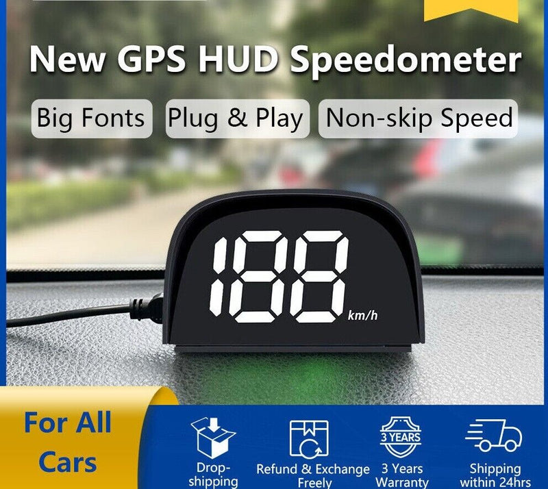 New GPS HUD Digital Speedometer Display 2-Color Plug and Play Big Font ...