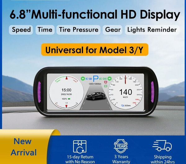 Model 3 Y HUD Screen 6.8'' Dashboard Cluster Instrument Speedometer HD LCD Meter - Auto Lines Australia