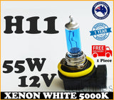 1x H11 12V 55W Xenon White 5000k Halogen Blue Car Headlight Lamp Globes Bulb HID