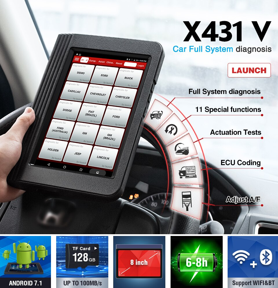 Original LAUNCH X431 V Pro 8 Inch OBD2 Auto Car Full System Scan Diagnostic Tool Secondary image