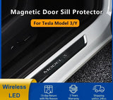 2023 Model Y 4pcs Door Sill Protector Model 3 Wireless LED Magnetic Illuminated