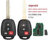 Suitable For Toyota 314MHz /315mhz GQ4-52T Complete Transponder Remote Key