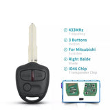 Fits Mitsubishi Outlander Pajero Triton 433Mhz MIT8 2/3 Button Car Remote Key