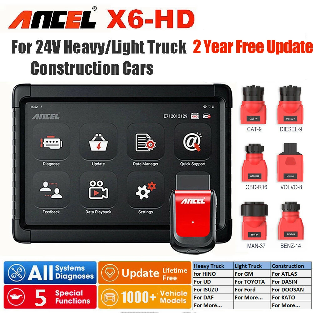 Ancel X6 HD OBD2 Scanner Heavy Duty Truck Diagnostic Scanner Tool Full System Secondary image