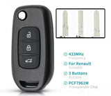 Fits Renault Kadjar Captur Megane 3 III 4 XP Symbol 433MHz Remote Car Key