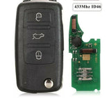 Fits VW 434Mhz 1K0959753AA Complete Transponder Remote Key