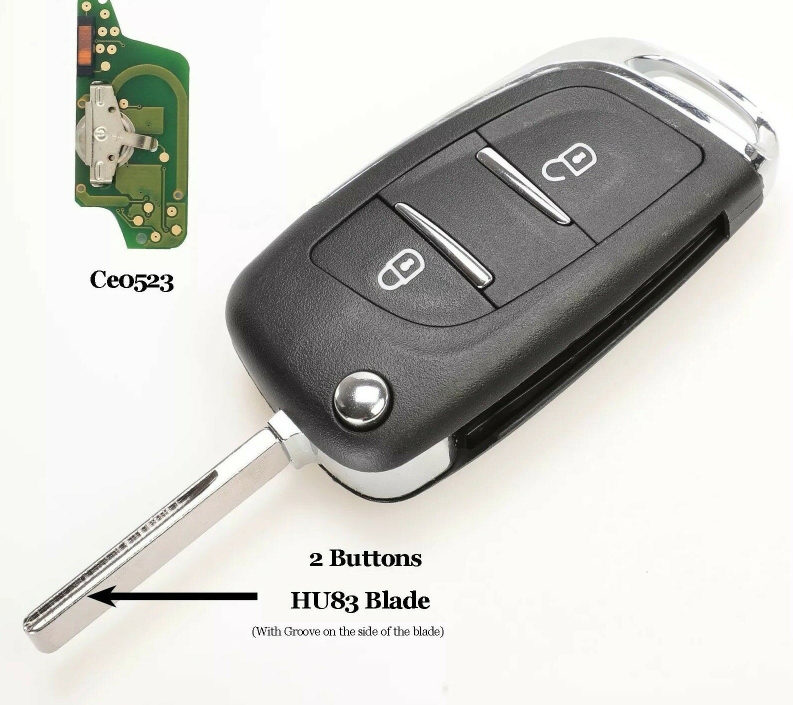 Fits Citroen 433Mhz ID46 Complete Transponder Remote Key Secondary image