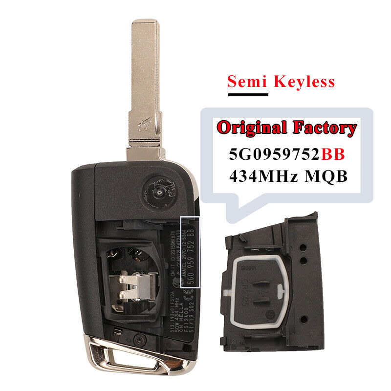 Fits VW Golf 434Mhz MQB48 753BA/ 752BB/BC Complete Transponder Remote Key Secondary image